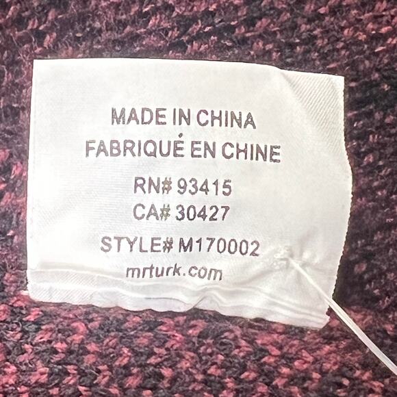 Mr. Turk Men's Size L Button Front Cardigan Sweater Trent Wool Maroon/Black - Picture 9 of 11